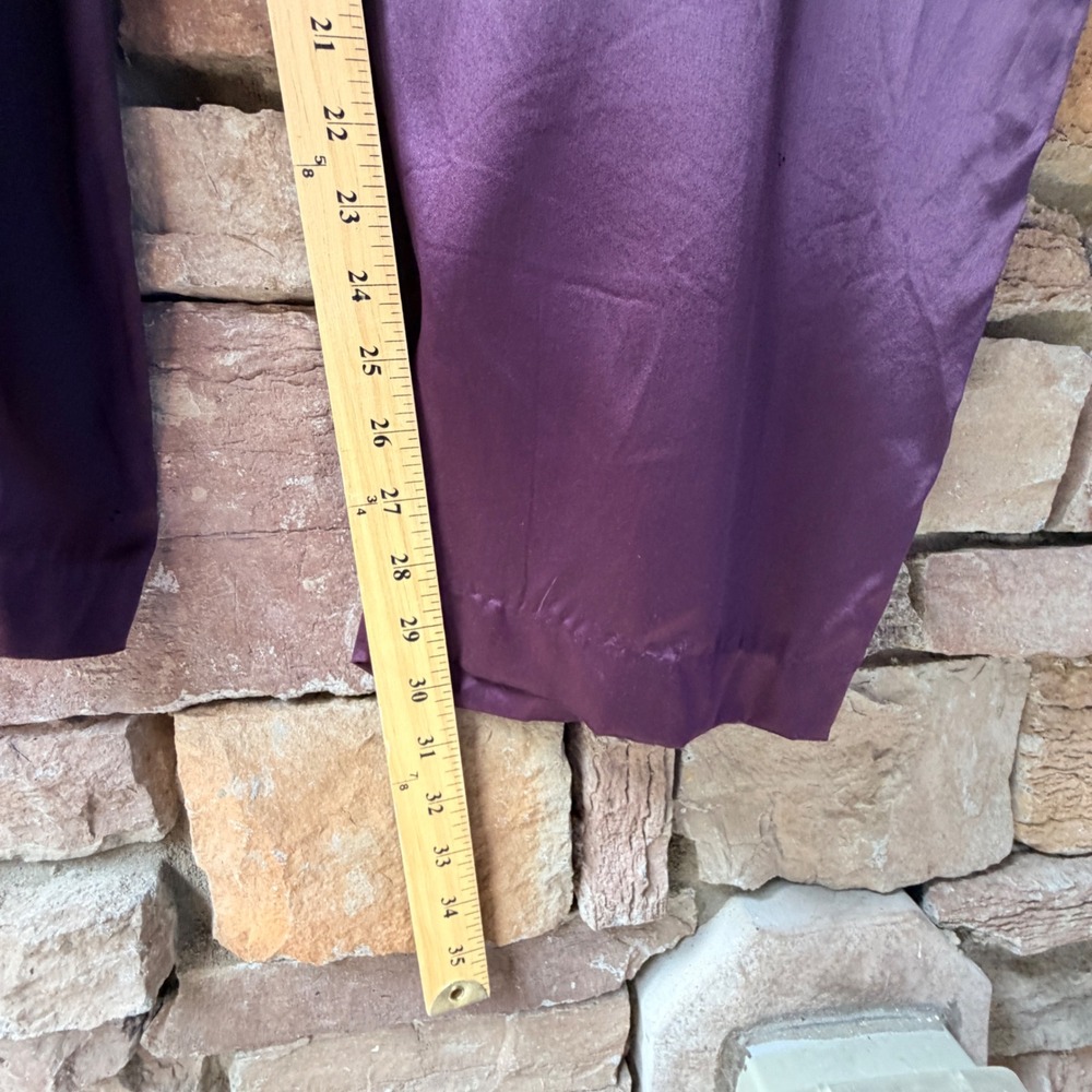 Lane Bryant Womens 22/24 Silk Trousers Plum Purple Pleated Elastic Waist Office - Picture 13 of 16